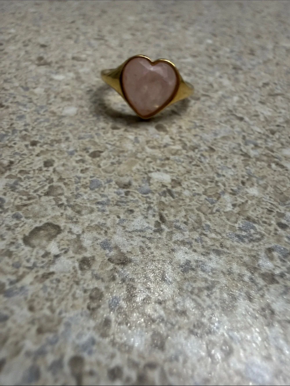 Gold Colored Fashion Heart Ring with Pink Stone